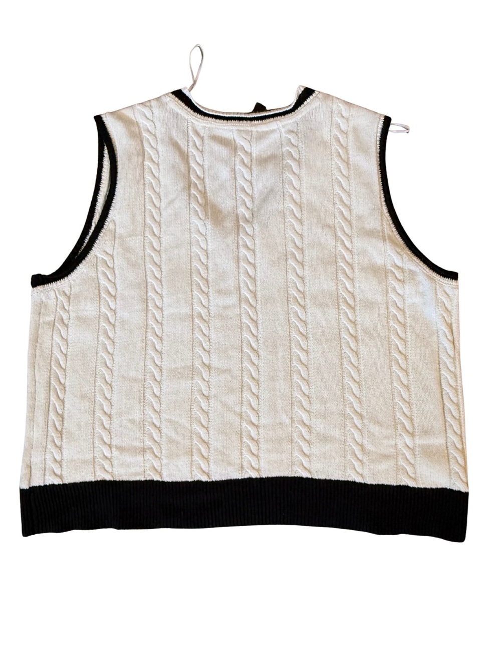 Design Lab 3X Cream Cable Knit Preppy Sweater Vest - Picture 3 of 6